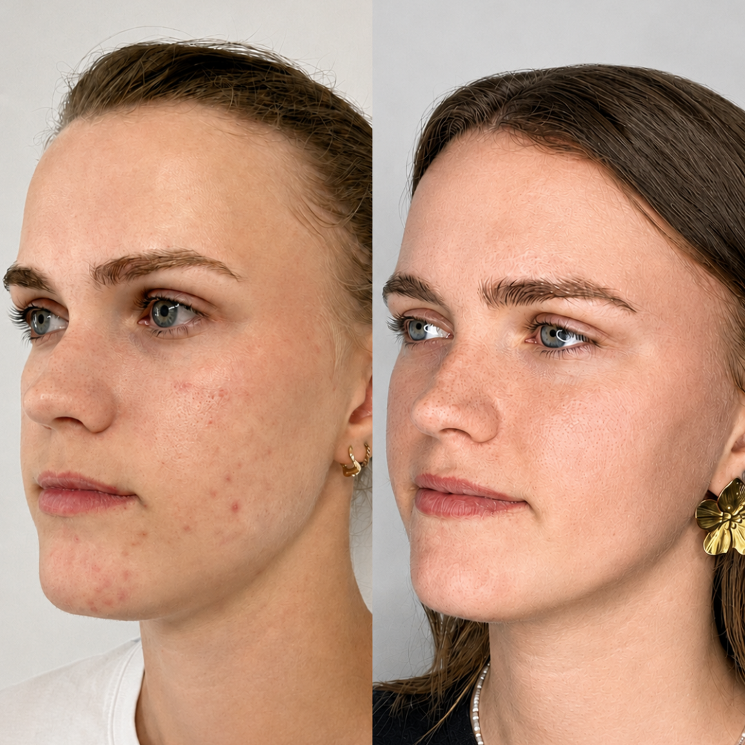 Microneedling – før og efter, eksempel 1