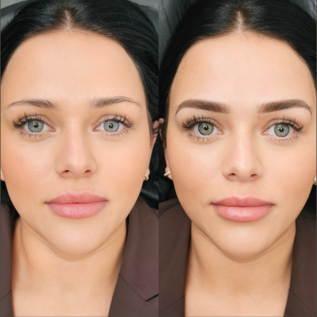 Permanent makeup - bryn – før og efter, eksempel 1