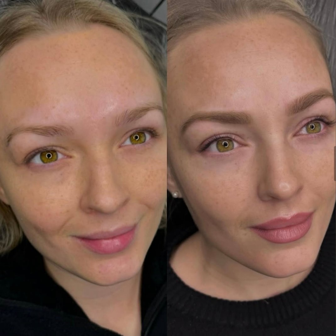 Permanent makeup - bryn – før og efter, eksempel 2